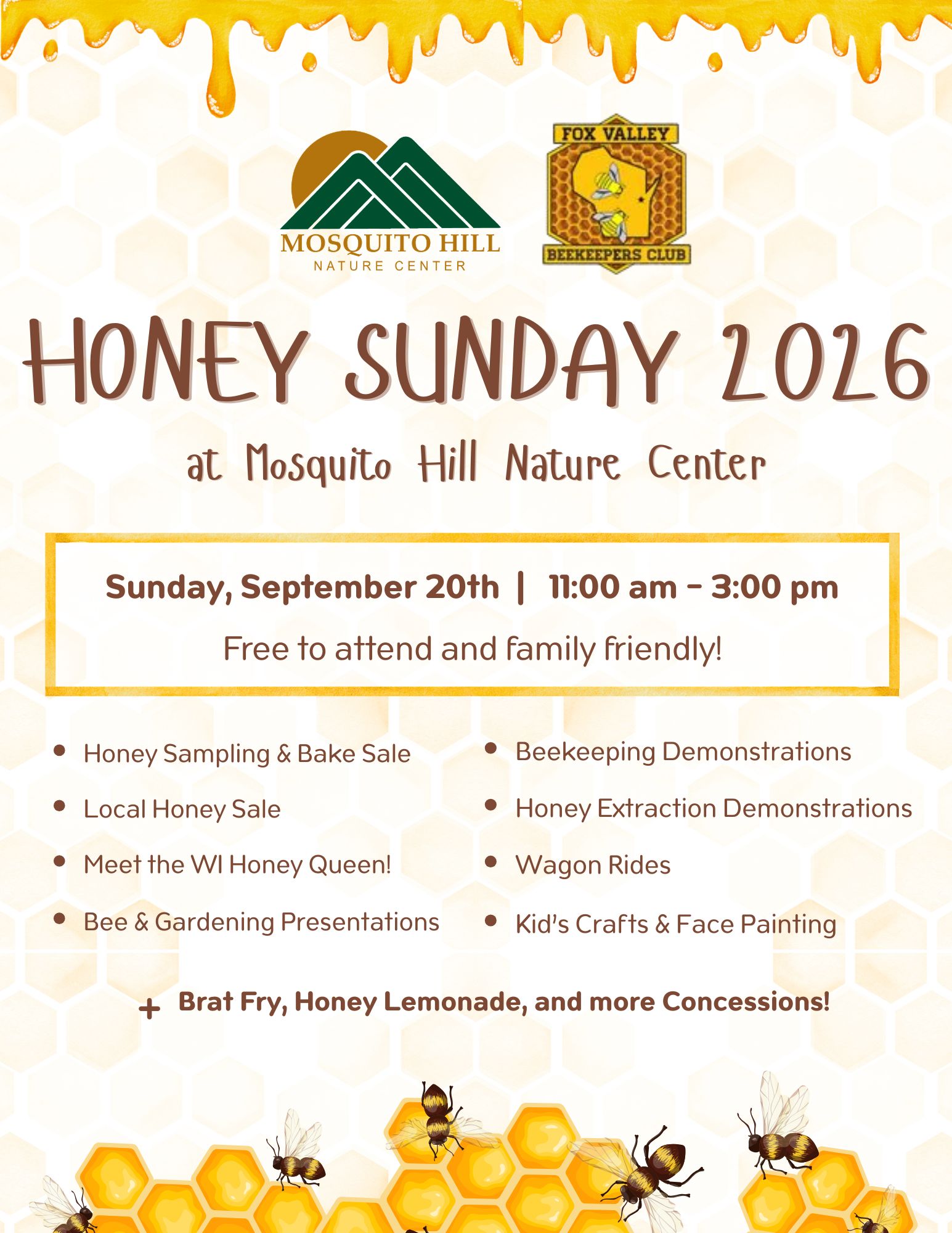 Mosquito Hill Nature Center Facebook ad: Honey Sunday