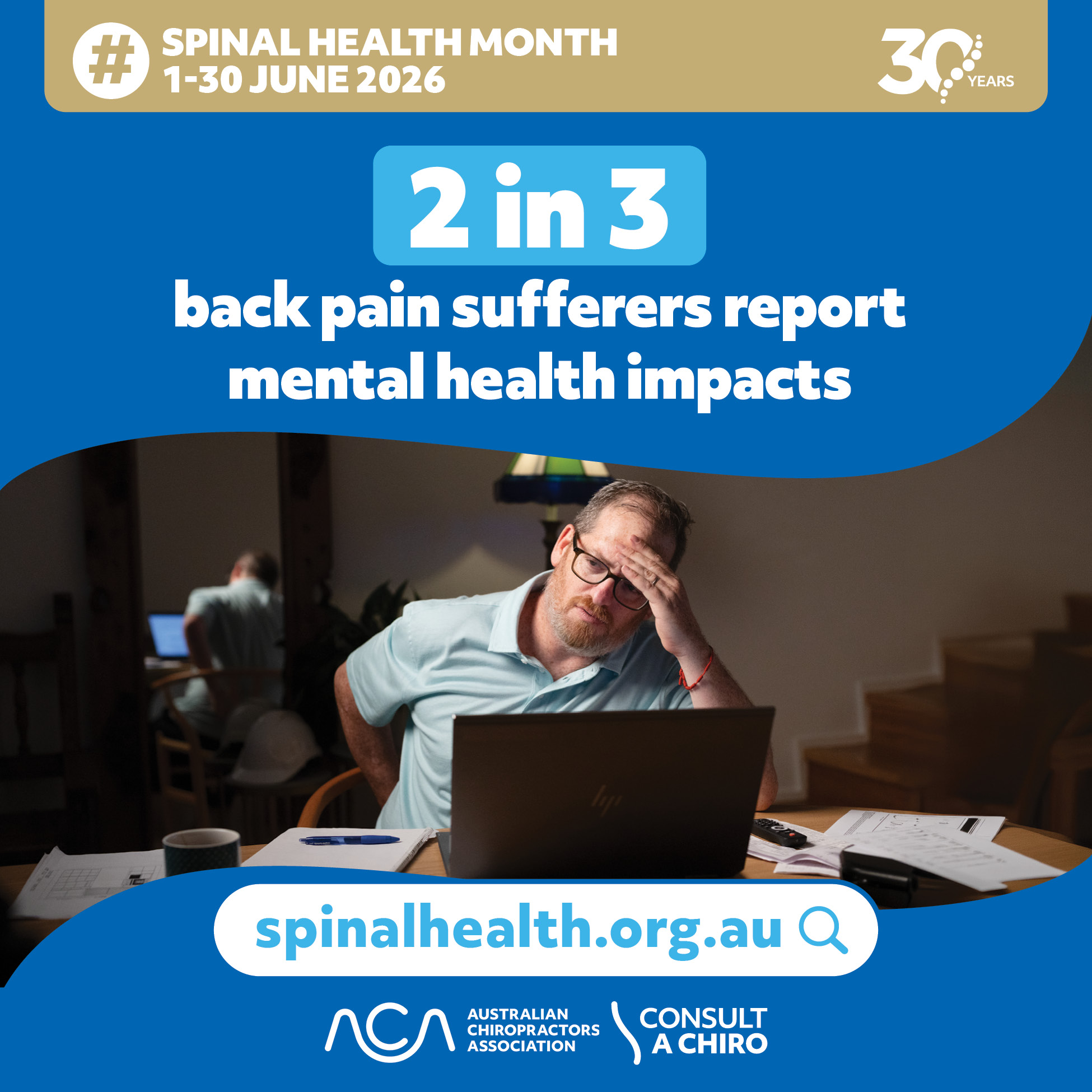 Australian Chiropractors Association Facebook ad: Back pain is one of the most significant…