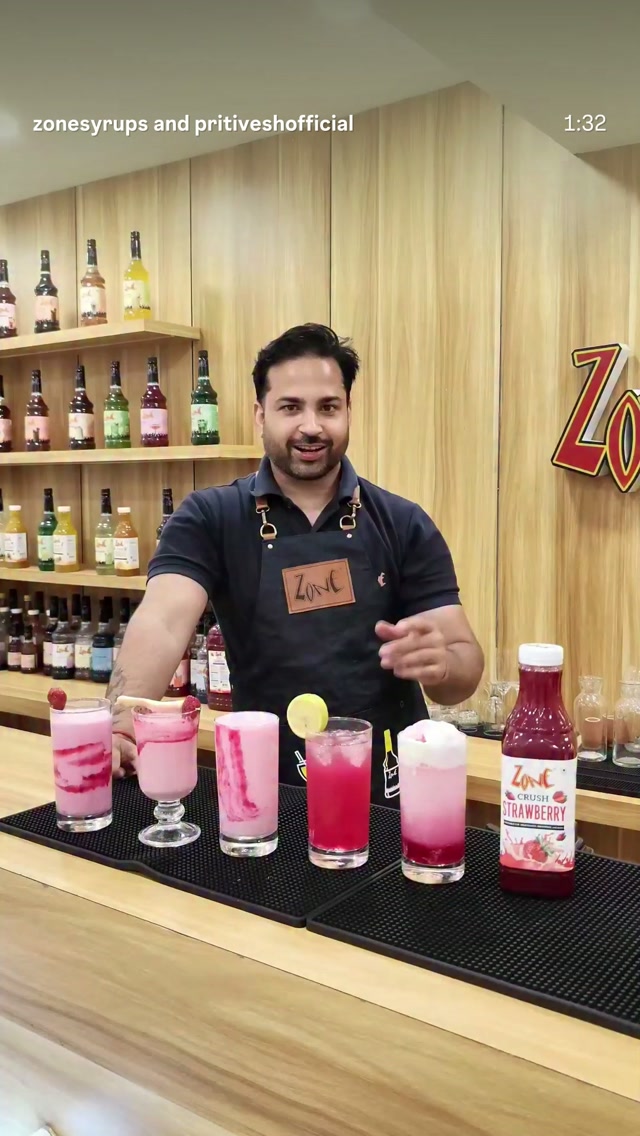 Zone Syrups Facebook ad: 1 Crush. 5 Drinks. Endless Refreshment.