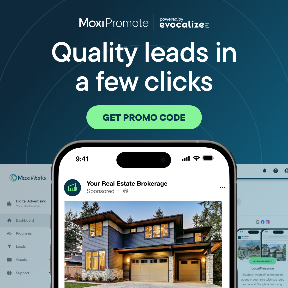 Evocalize Facebook ad: Your Listings → Quality Leads