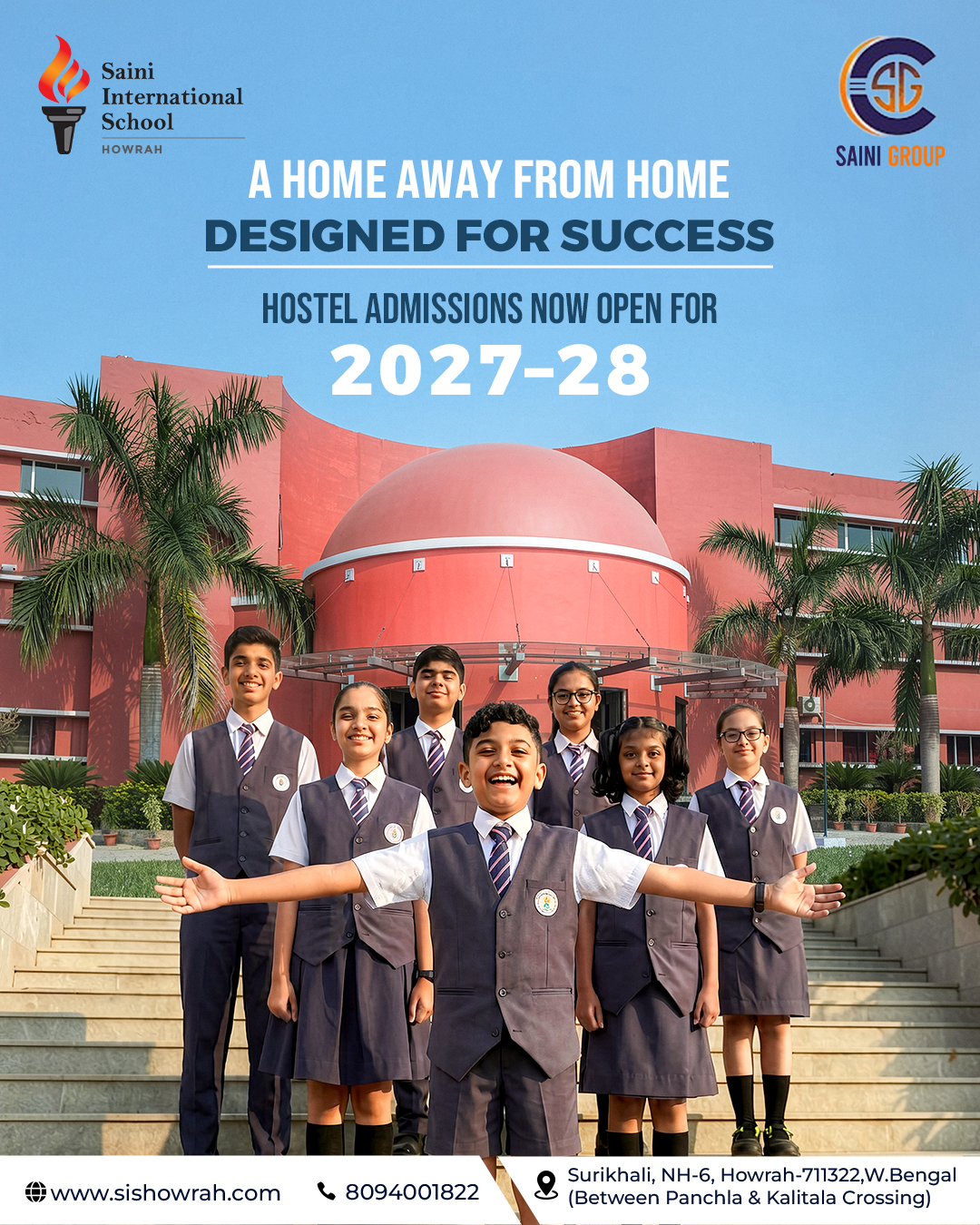 Saini International School Howrah Facebook ad: Hostel Admissions Open for 2027-28