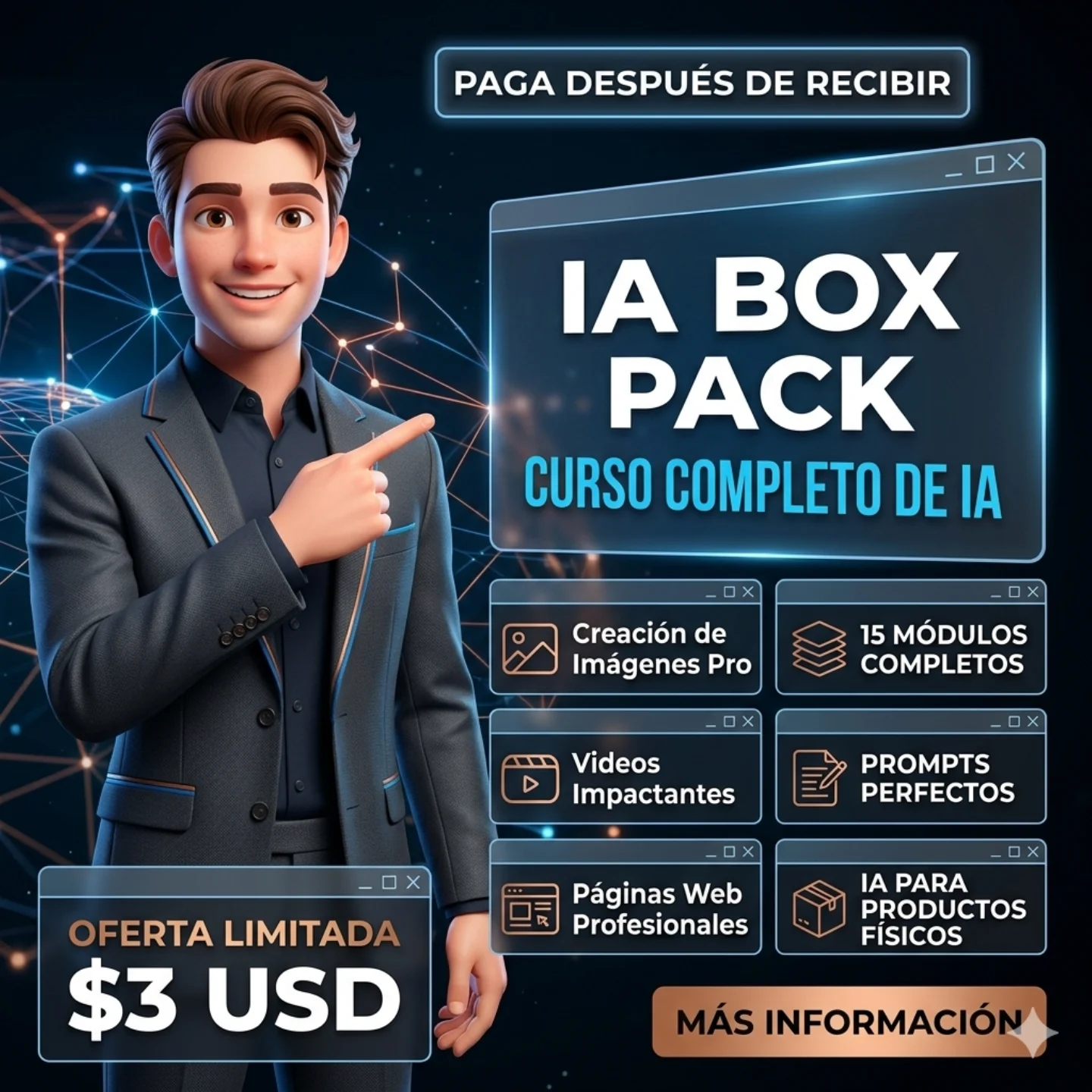 somosiaparatodos Facebook ad: Domina la IA por solo $3 USD