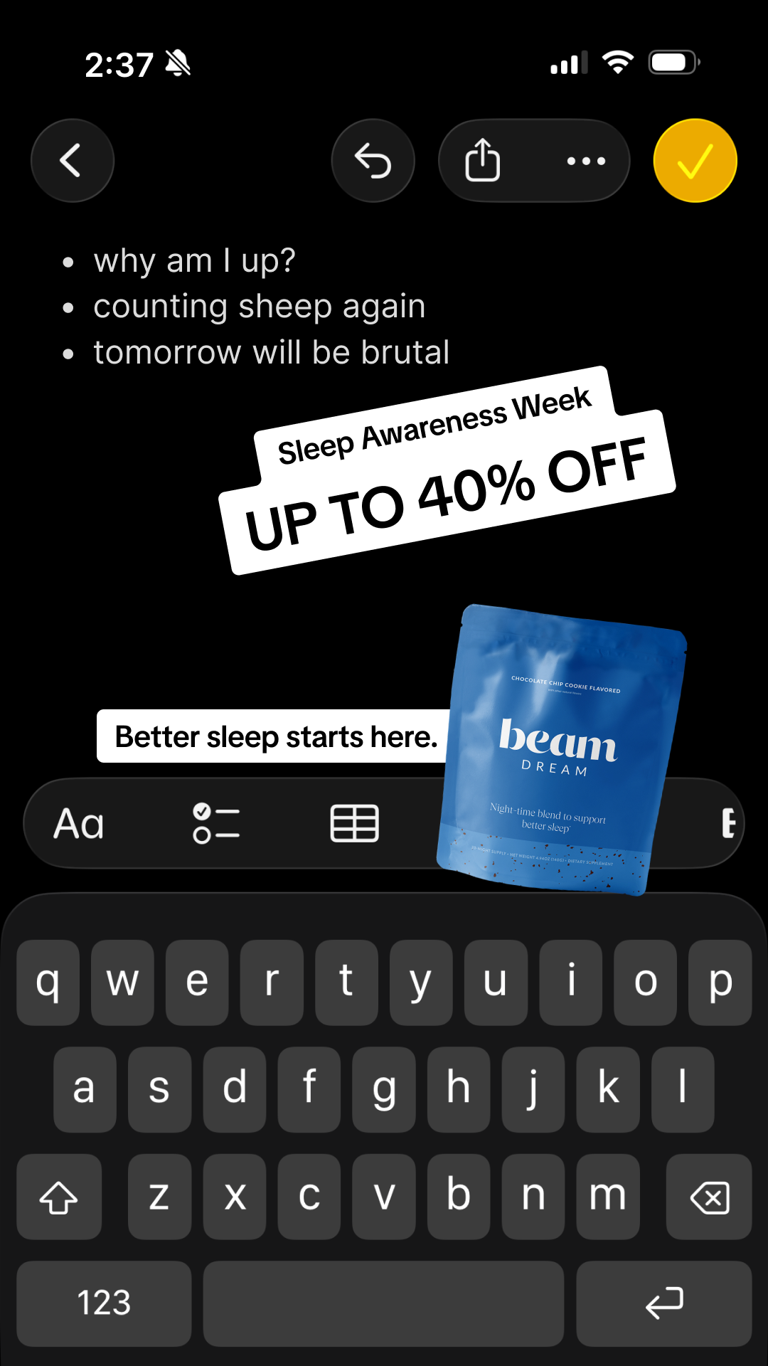 beam Facebook ad