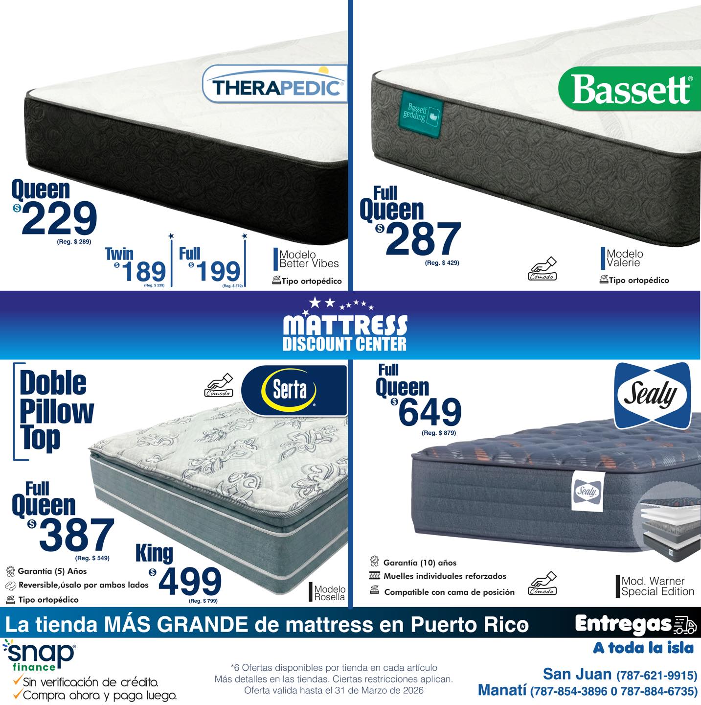 Mattress Discount Center Facebook ad: ¡Los Expertos en Descanso!