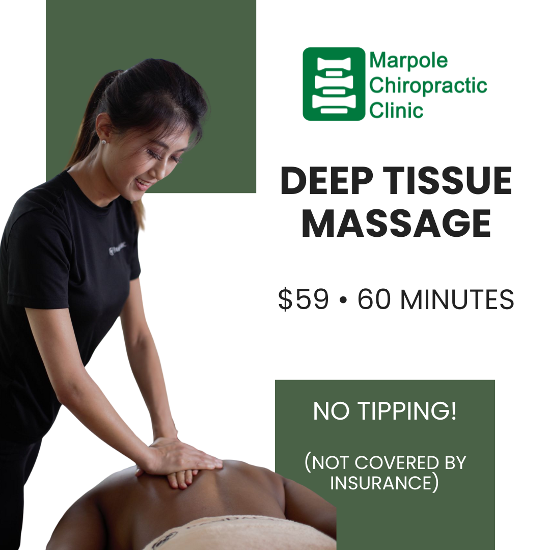 Marpole Chiropractic, RMT & Acupuncture Clinic Facebook ad: Deep Tissue Massage $59 for 60 Minutes