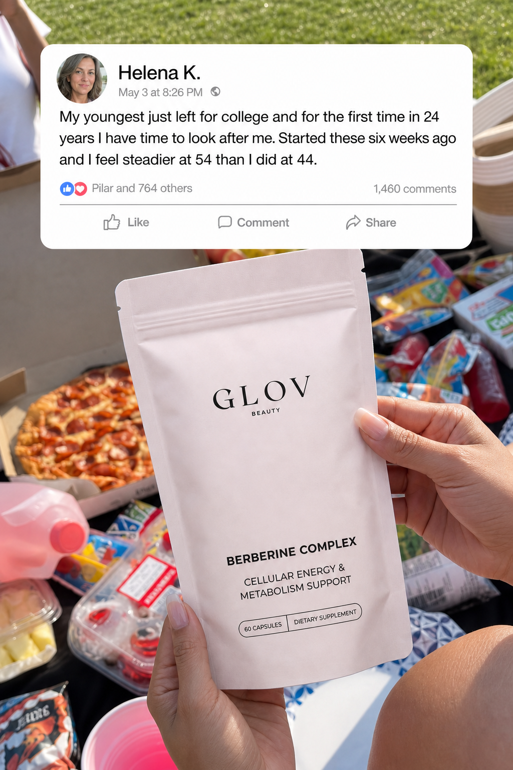 Sharon Lewis Facebook ad: No Powders. No Routine To Remember.