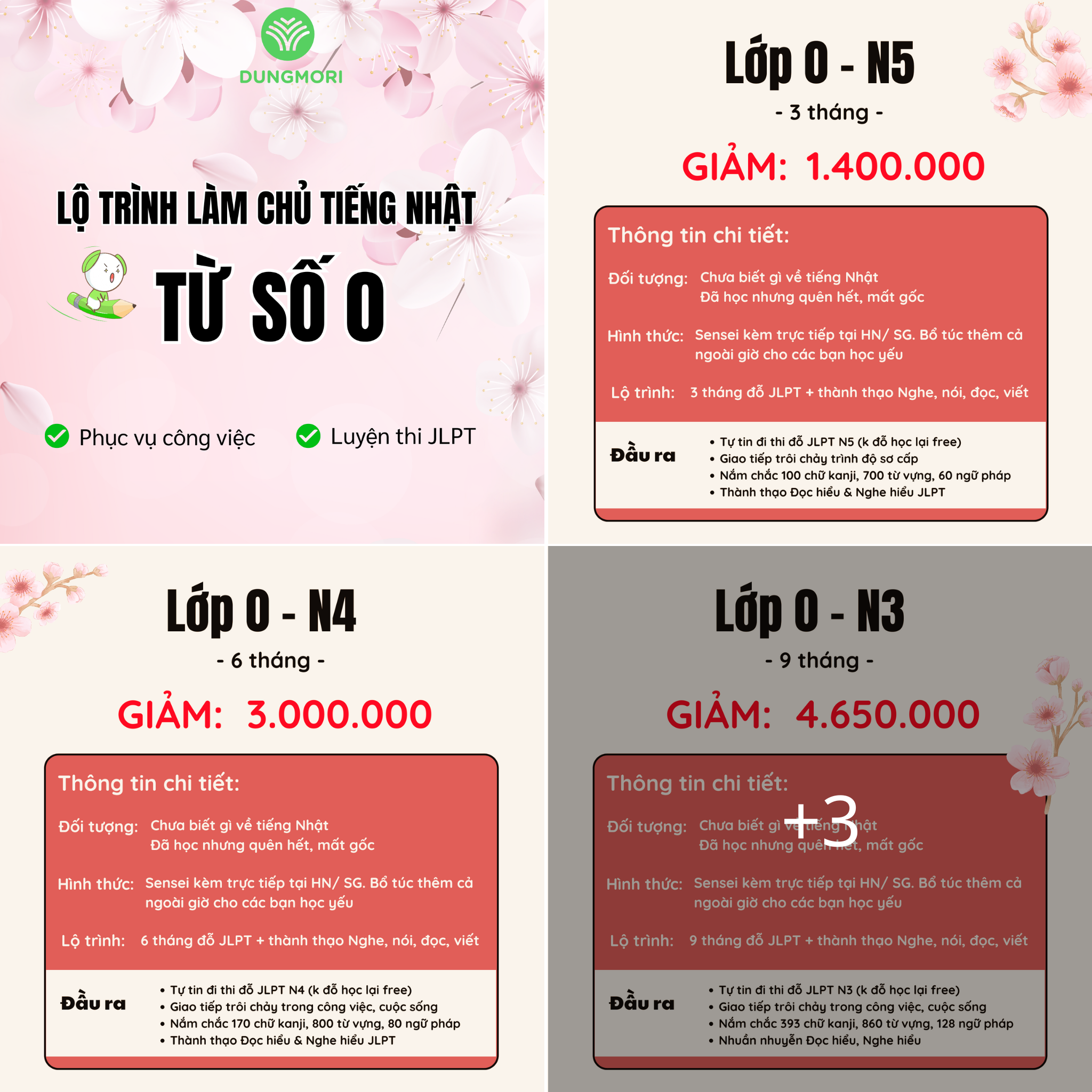 Dungmori - Luyện thi JLPT Facebook ad: Xem học phí và tư vấn cụ thể >>>