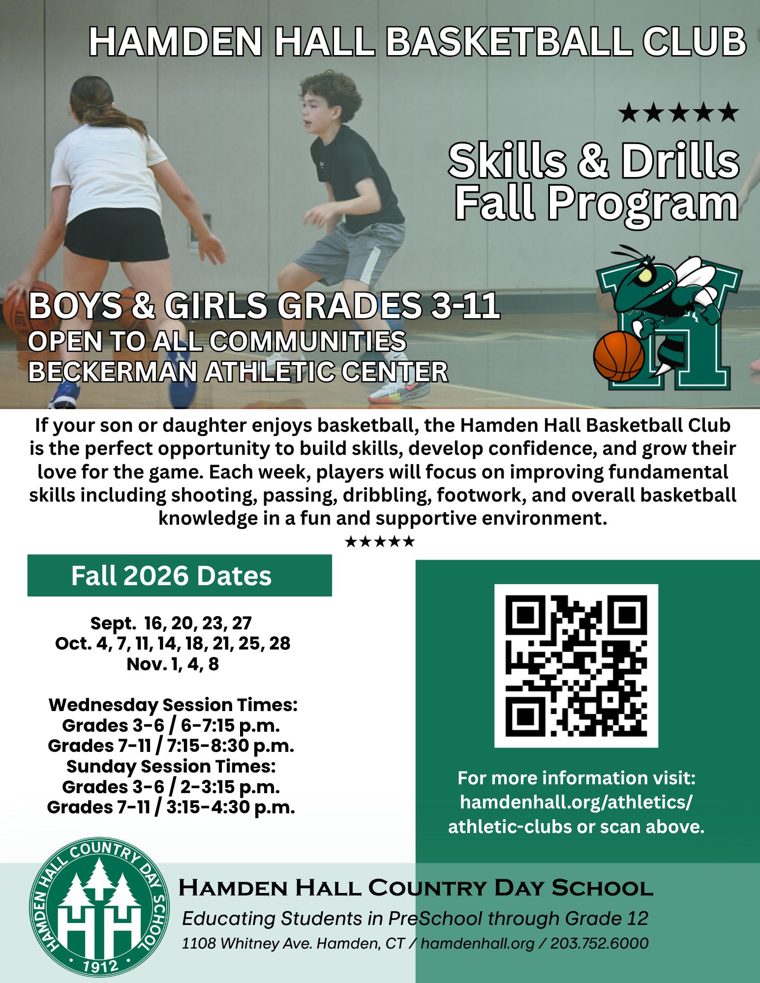 Hamden Hall Country Day School Facebook ad: Basketball Club Clinics