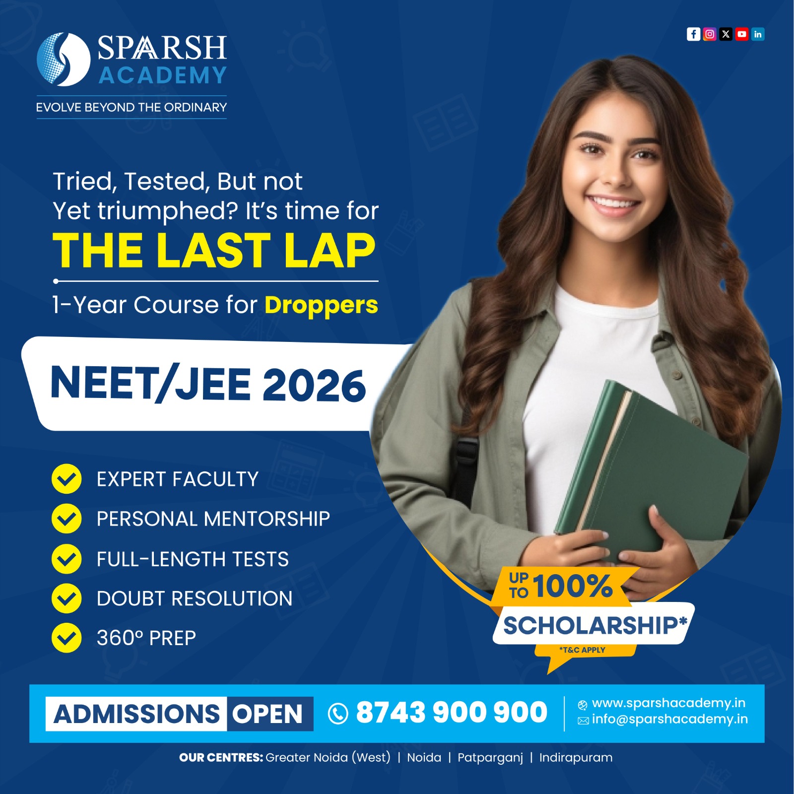 Sparsh Academy Facebook ad: Crack NEET/JEE in 1 Year