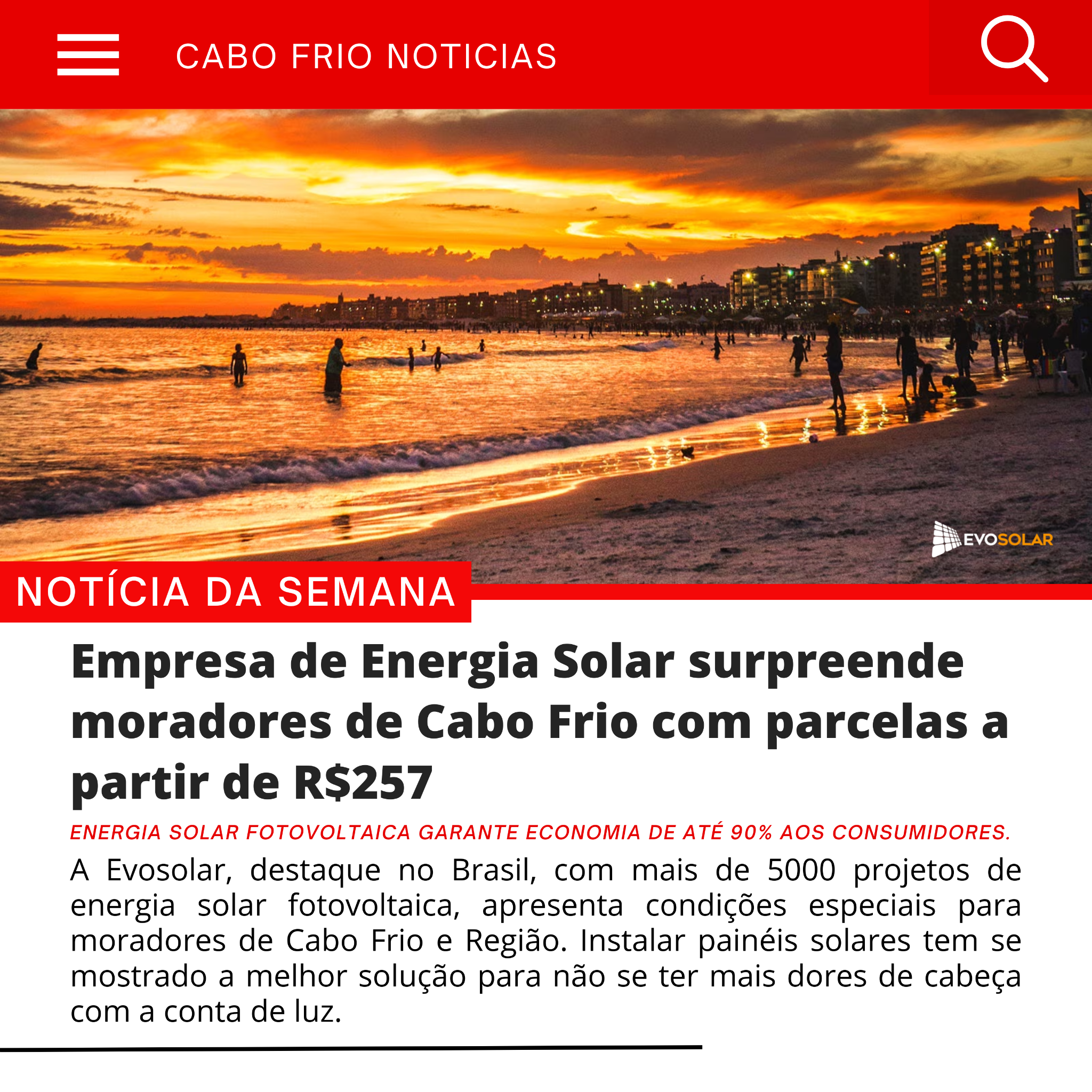 Evosolar - Usinas Fotovoltaicas Facebook ad