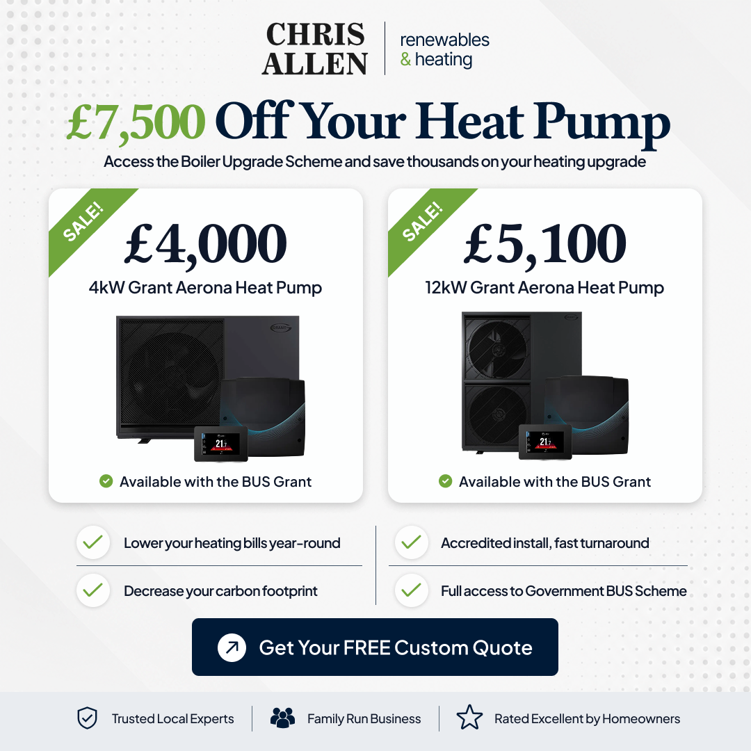 Chris Allen Plumbing and Heating Ltd Facebook ad: Up to £9000 BUS Grant Discount