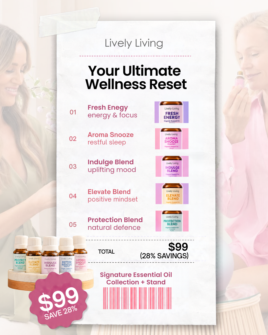 Lively Living Facebook ad: One collection. Five ways to support your wellbeing