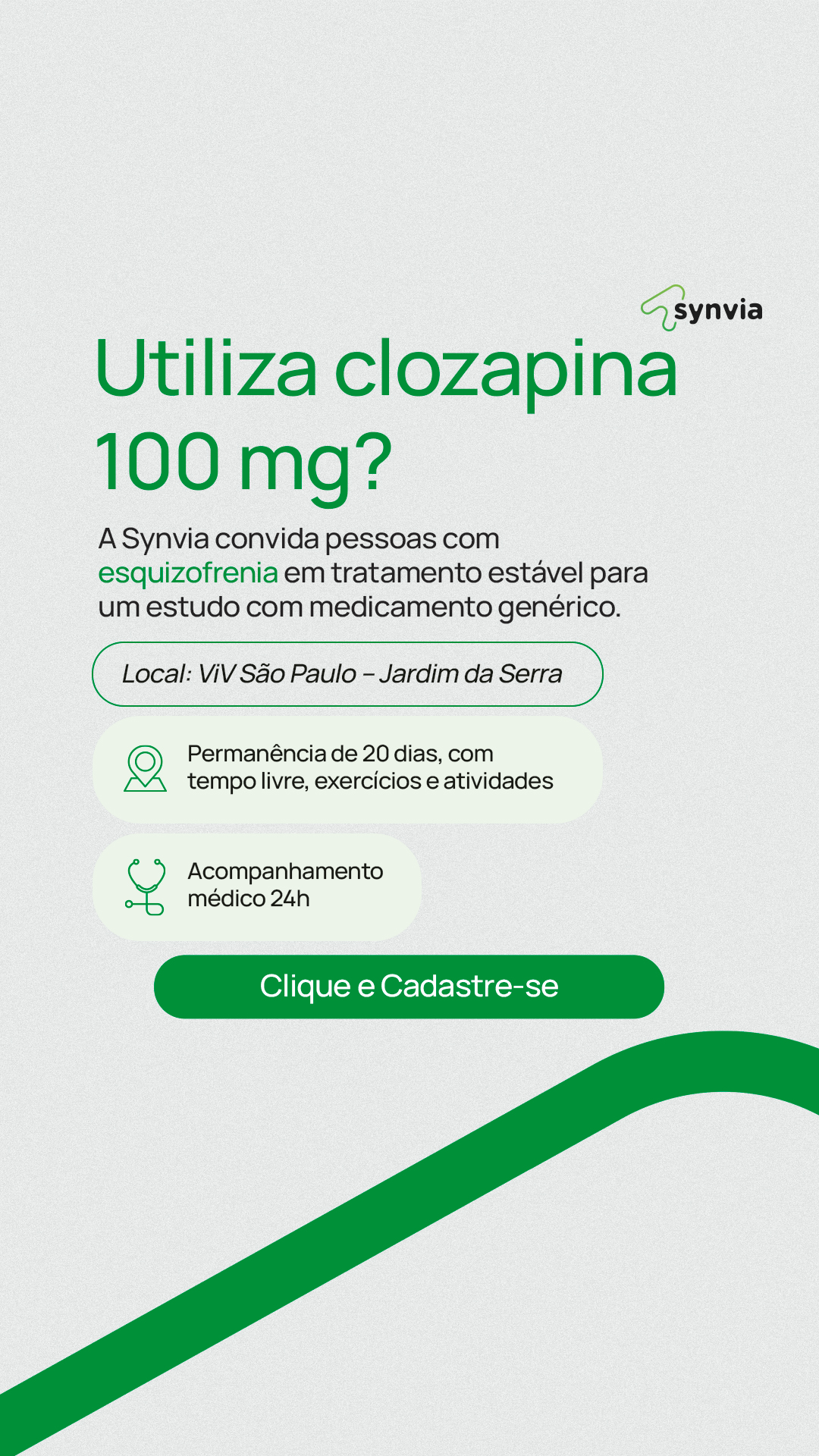 Synvia - Participantes Facebook ad: Estudo sobre clozapina 100 mg