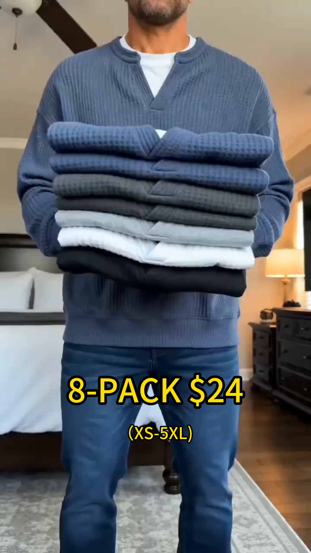 Charlie Melissa Attard Jake Paterson Facebook ad: Men's Breathable Soft Long-Sleeve Henley Polo Shirt