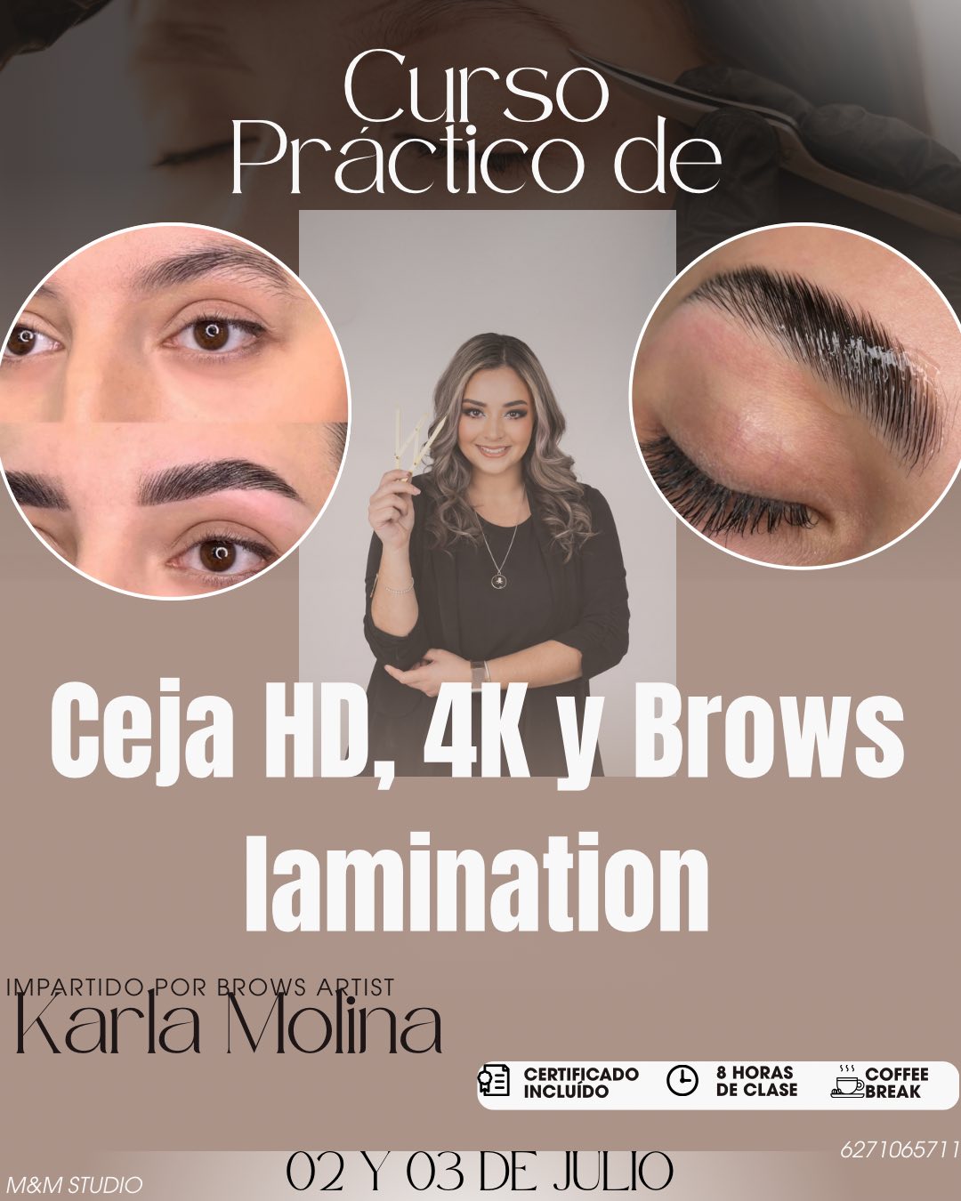 M&M Studio Facebook ad: Curso Profesional BROW ARTIST & LAMI MAKER