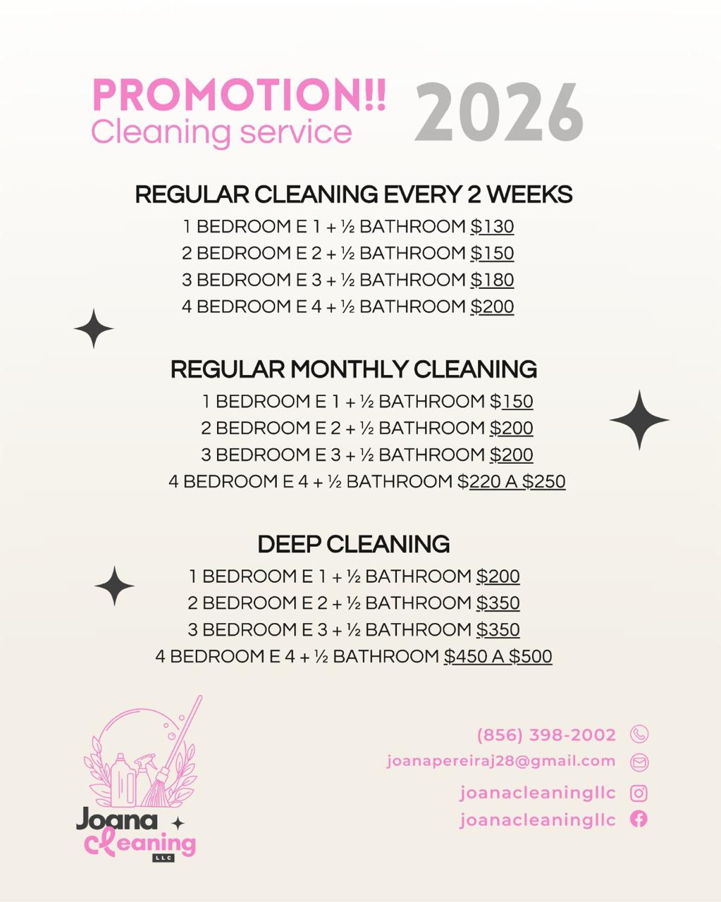 Joana Cleaning LLC Facebook ad: Chat Now!