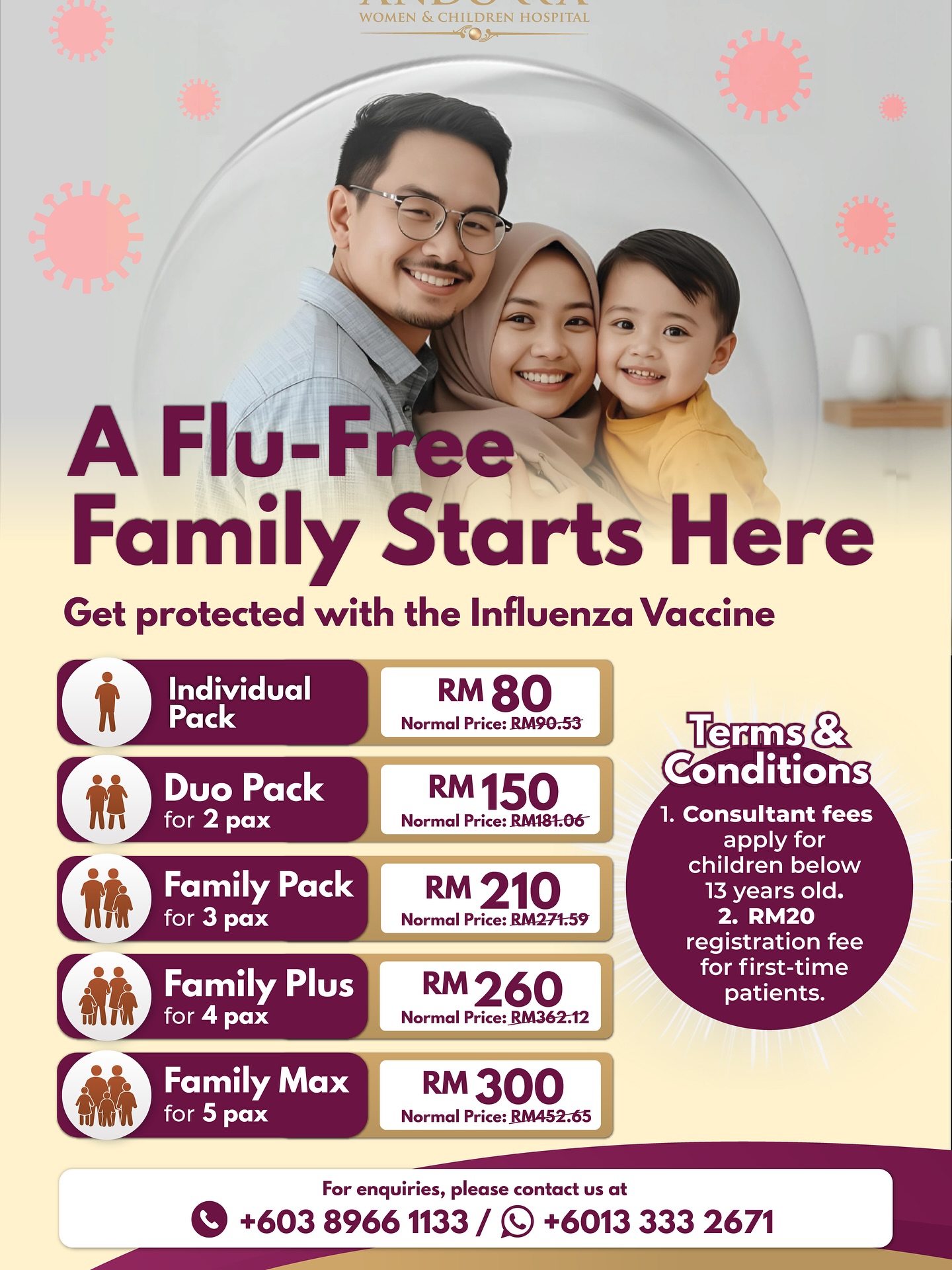 ANDORRA Women & Children Hospital Facebook ad: Lately, influenza cases have been on the rise…