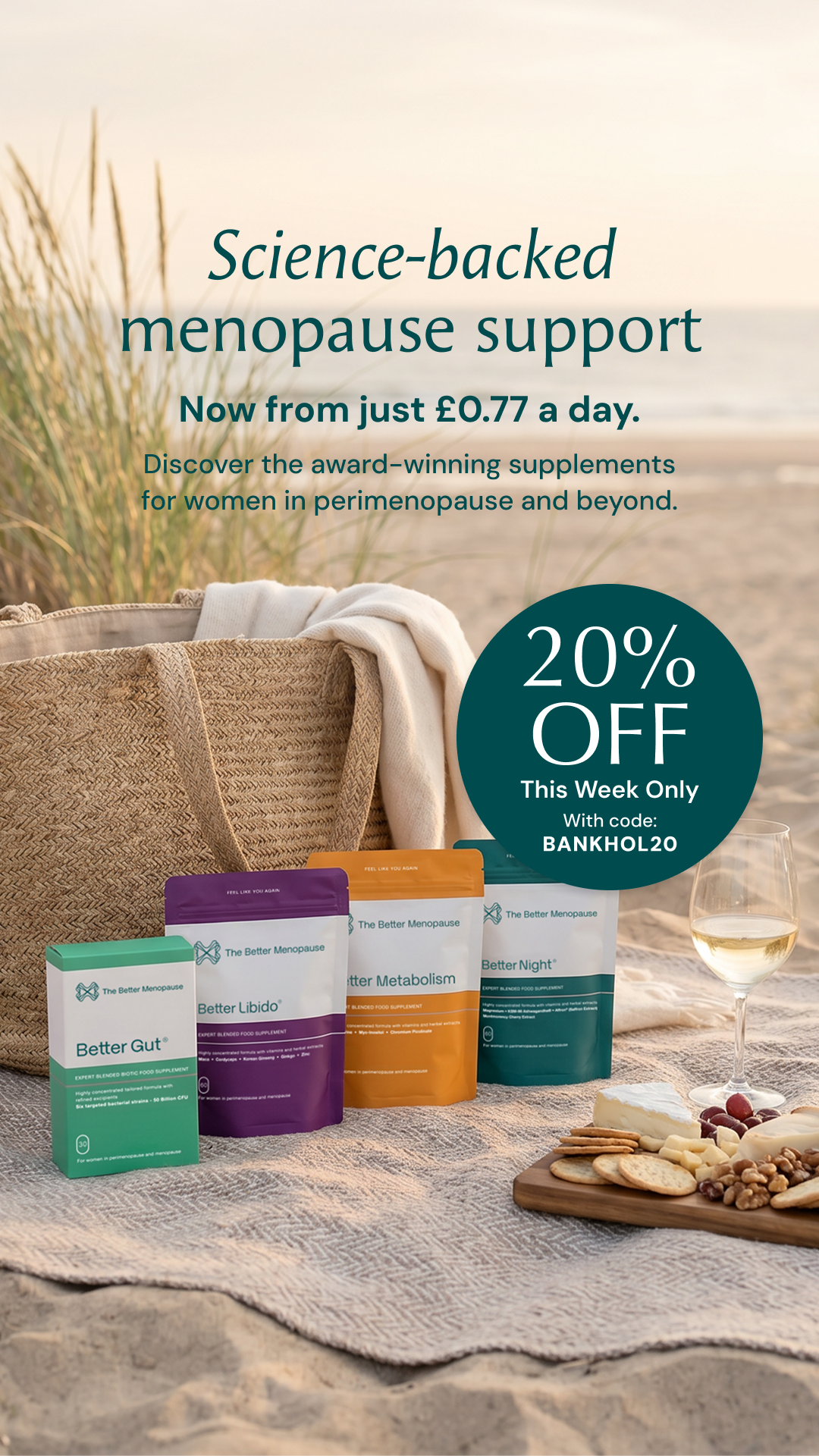 The Better Menopause Facebook ad: Use Code BANKHOL20 Today