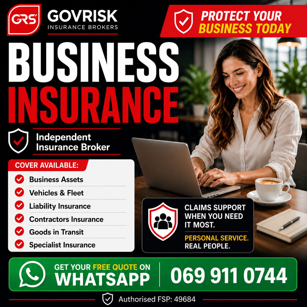 Govrisk Facebook ad: Business Insurance Quotes on WhatsApp