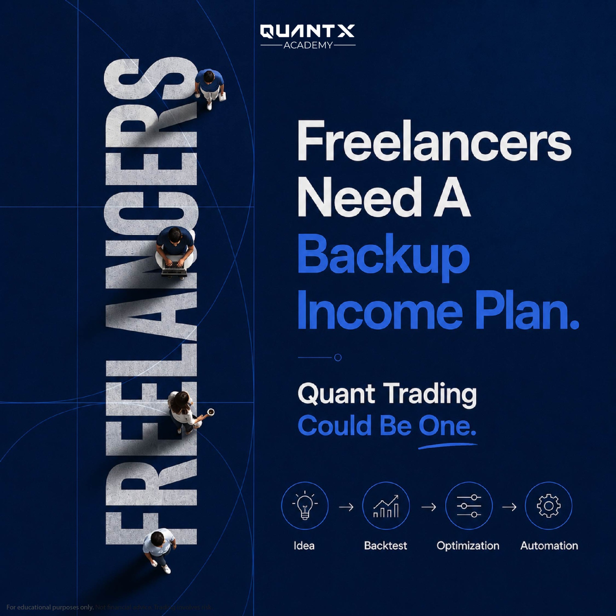 QuantX Academy Facebook ad: Create A 'System' That Doesn't Need Your Time.