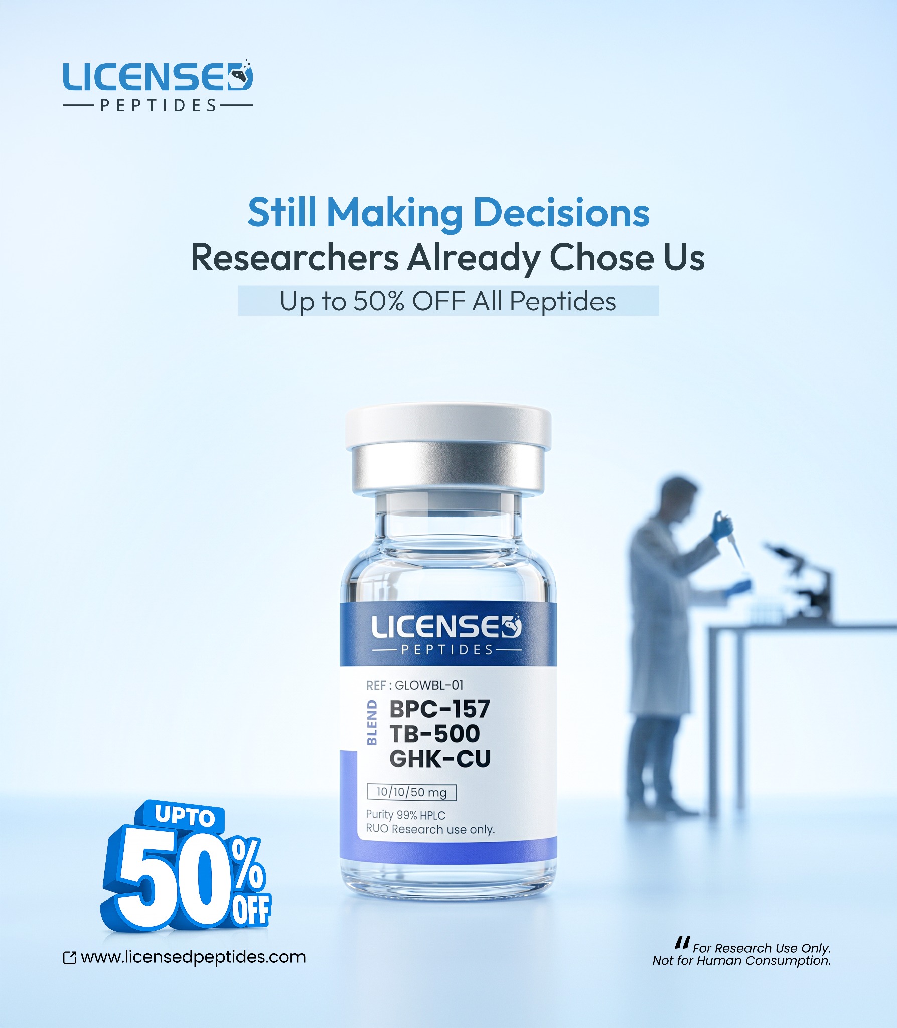 LicensedPeptides.com Facebook ad