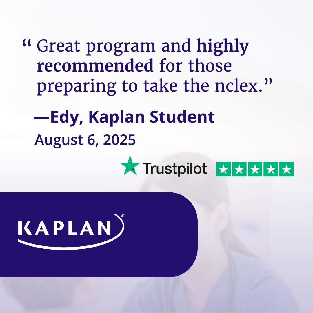 Kaplan NCLEX Prep Facebook ad: Prepare to succeed on the NCLEX exam with…