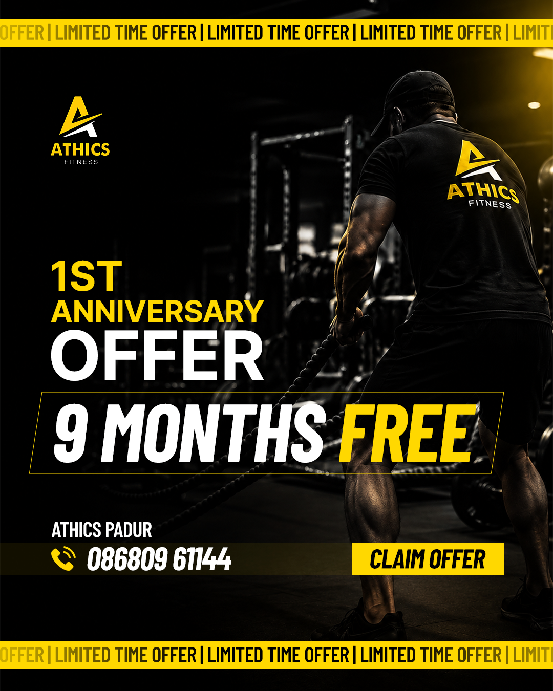 Athics Fitness Padur Facebook ad: 9 Months FREE Membership