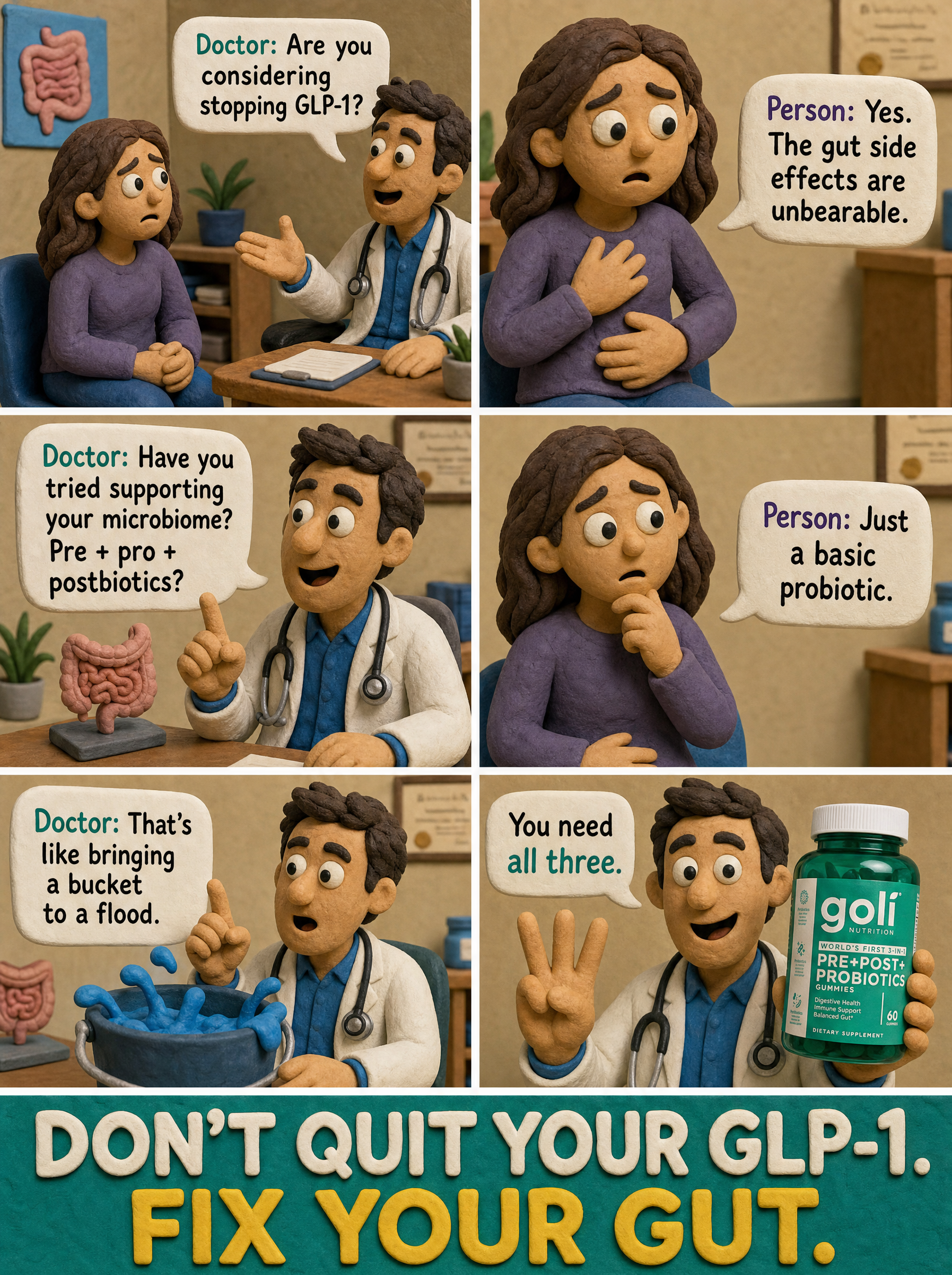 Goli Facebook ad: On a GLP-1? Your Gut’s Adjusting Too