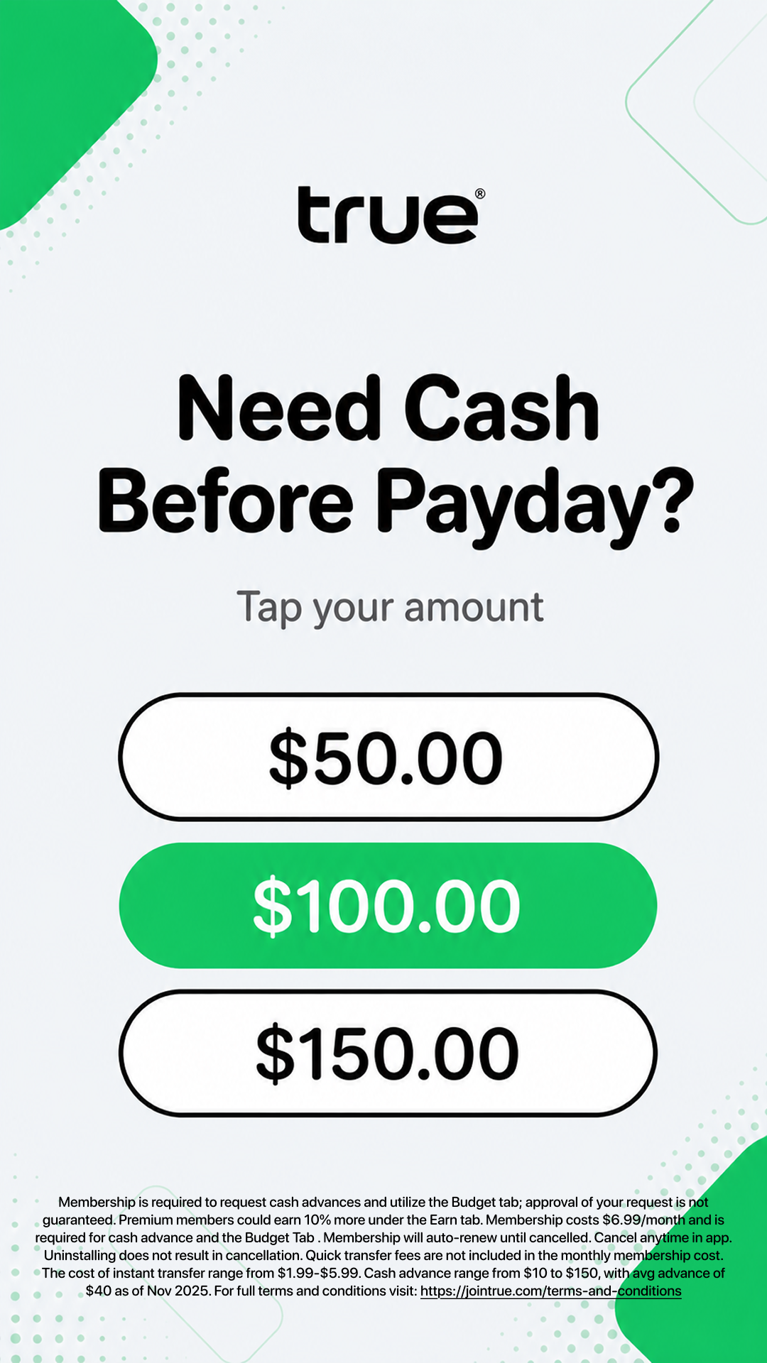 True Finance  Facebook ad