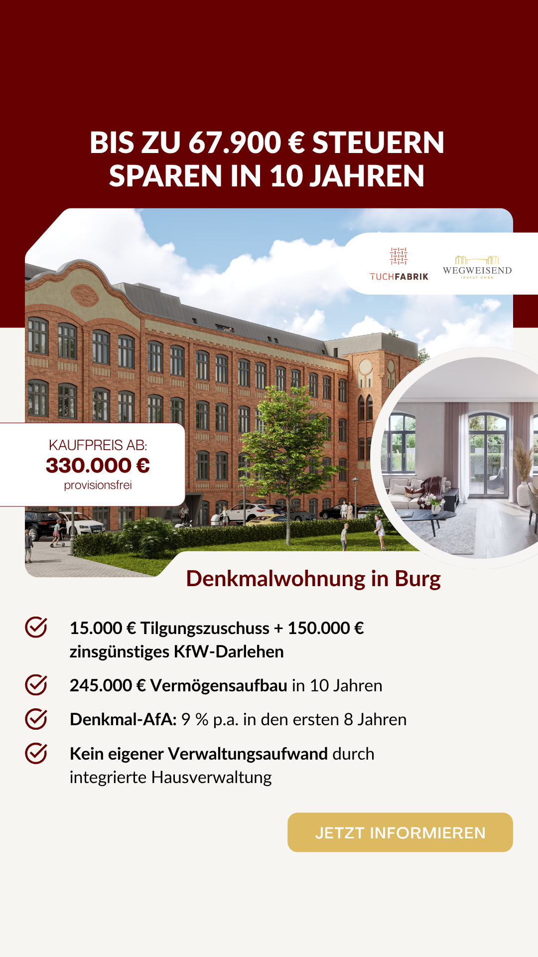 Wohnquartier Tuchfabrik Facebook ad from Aug 3, 2026
