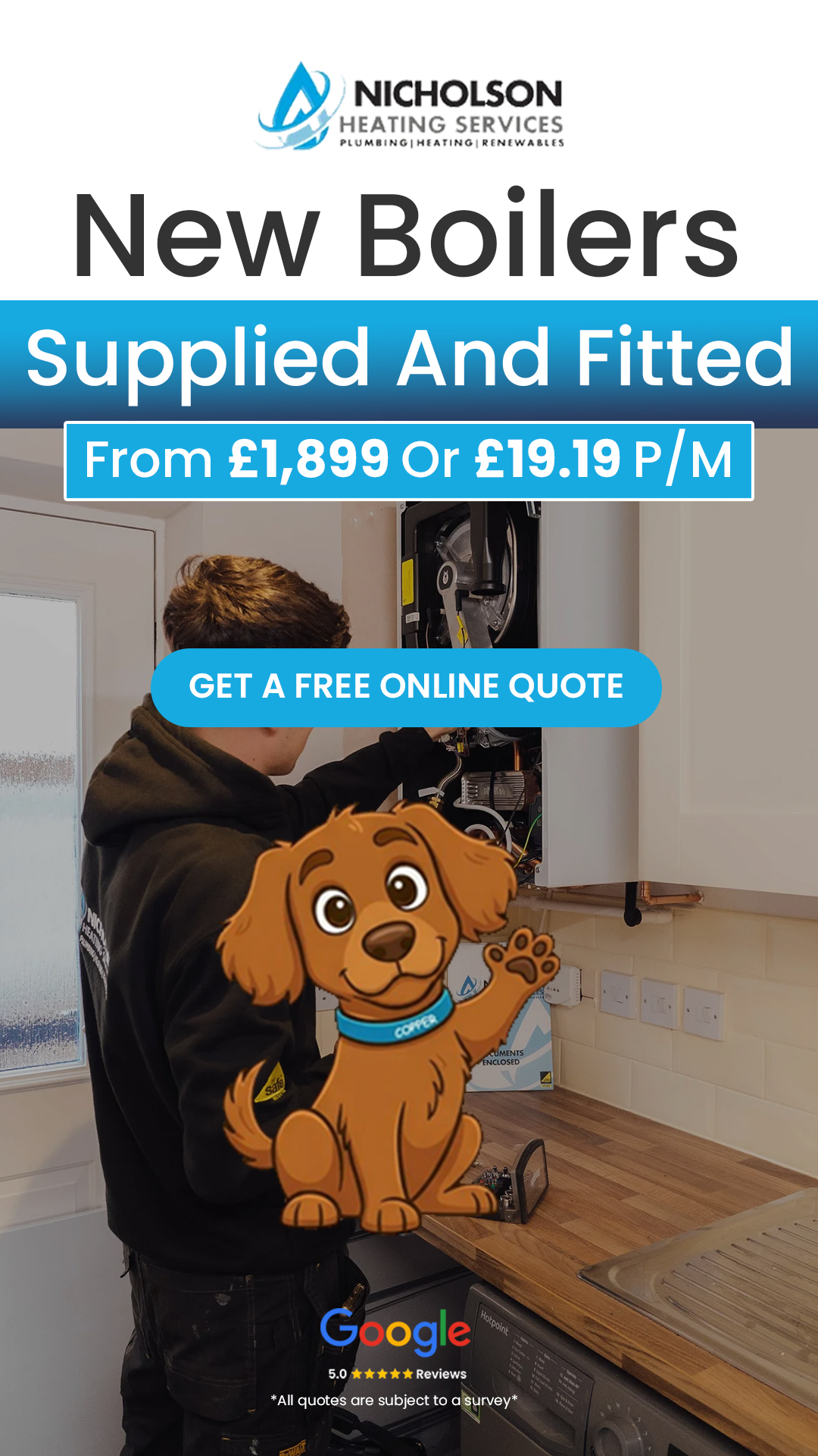Nicholson Heating Services Facebook ad from May 21, 2026