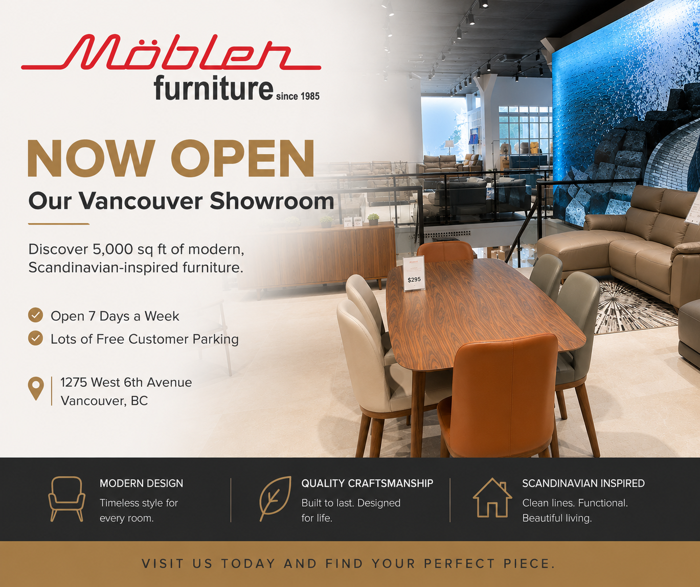 Mobler Online.ca Facebook ad: New Vancouver Showroom