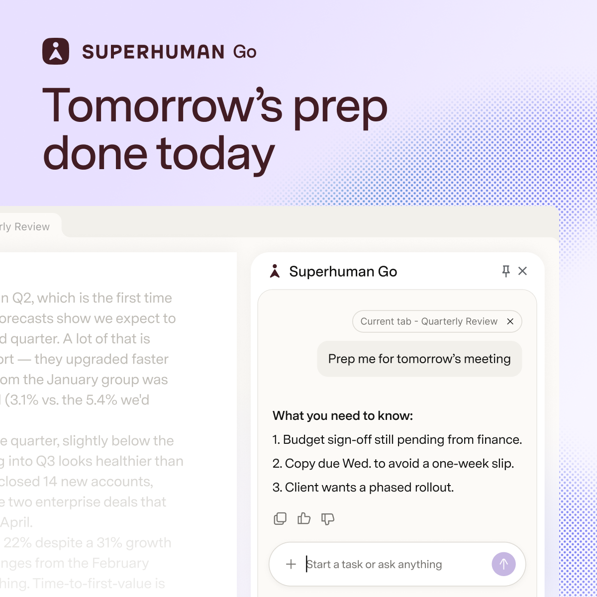Superhuman Facebook ad: Know what needs to happen