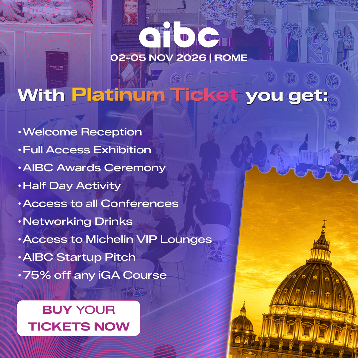 AIBC World Facebook ad: Secure Your Platinum AIBC Ticket Now!