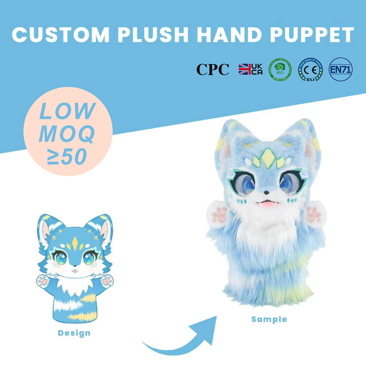 Joy Foundation Store Facebook ad: Custom Plush Hand Puppet