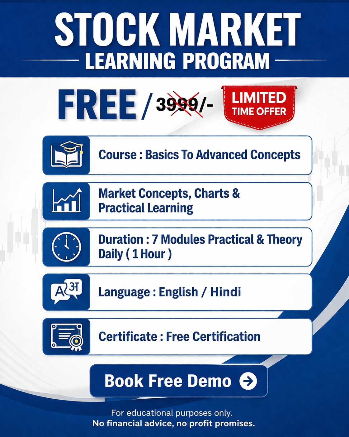Eduction Prime Facebook ad: Nobody taught us about the stock market in…