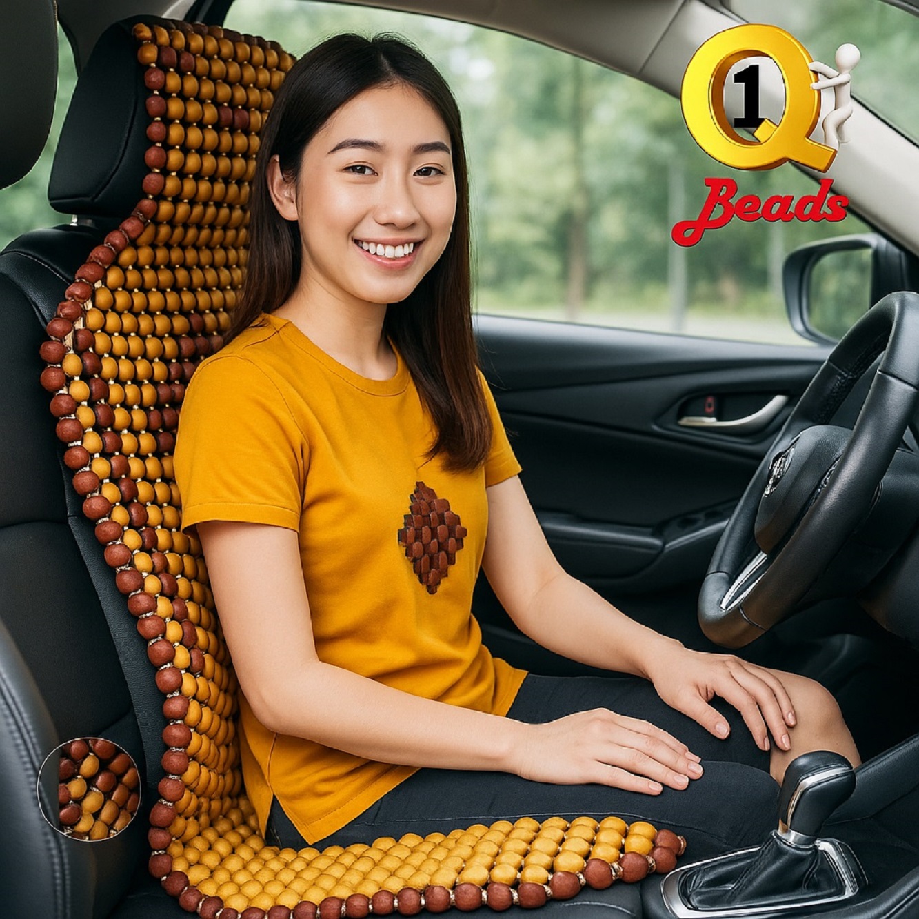 Q1Beads Facebook ad: Long Commute? Make It Count, Q1 Beads Seat…