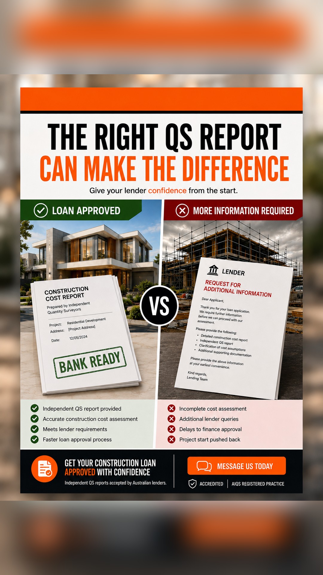 Tate & Sons Australia Facebook ad: The Right QS Report Can Make the Difference