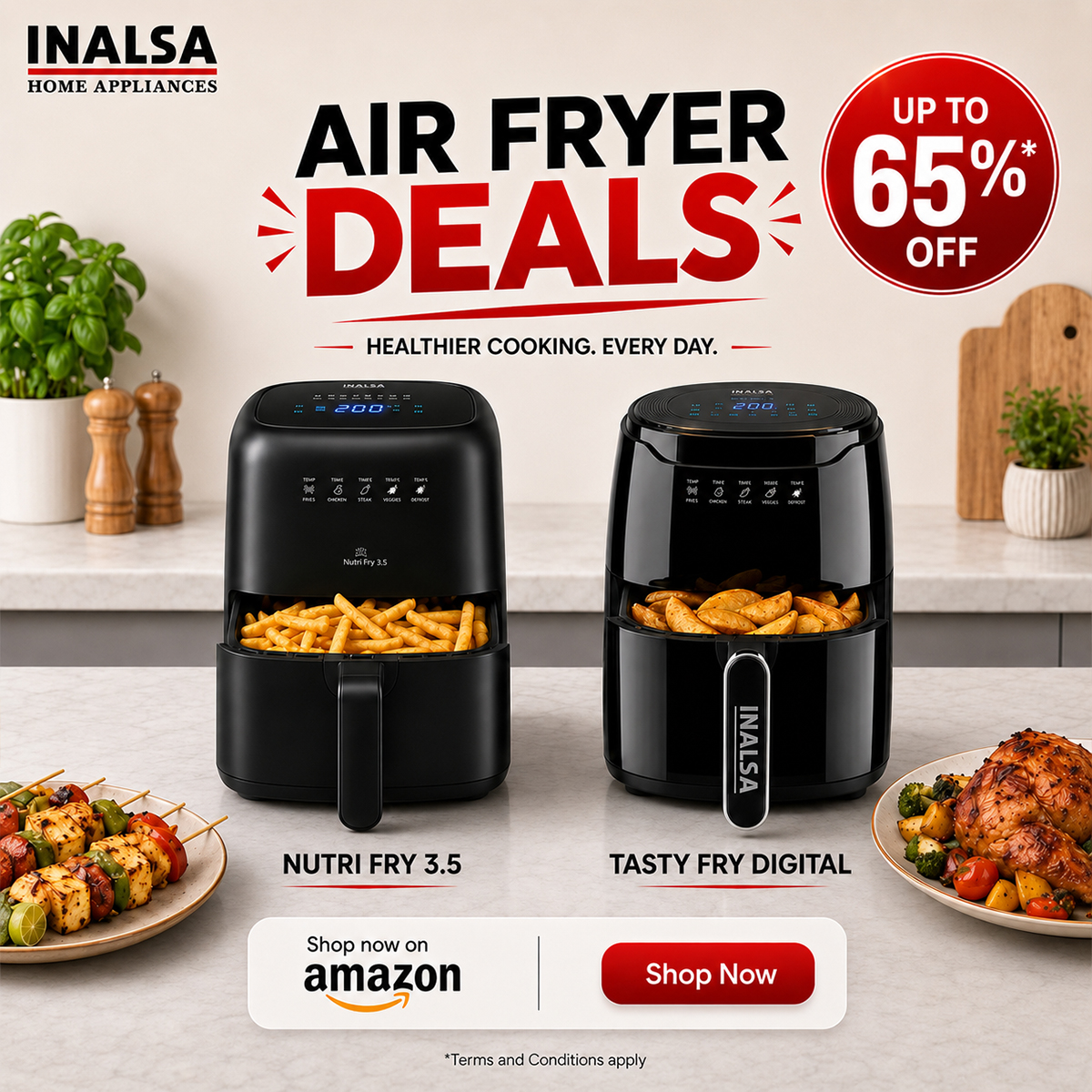 Inalsa Home Appliances Facebook ad: Air Fryer Deals. 2 Models.