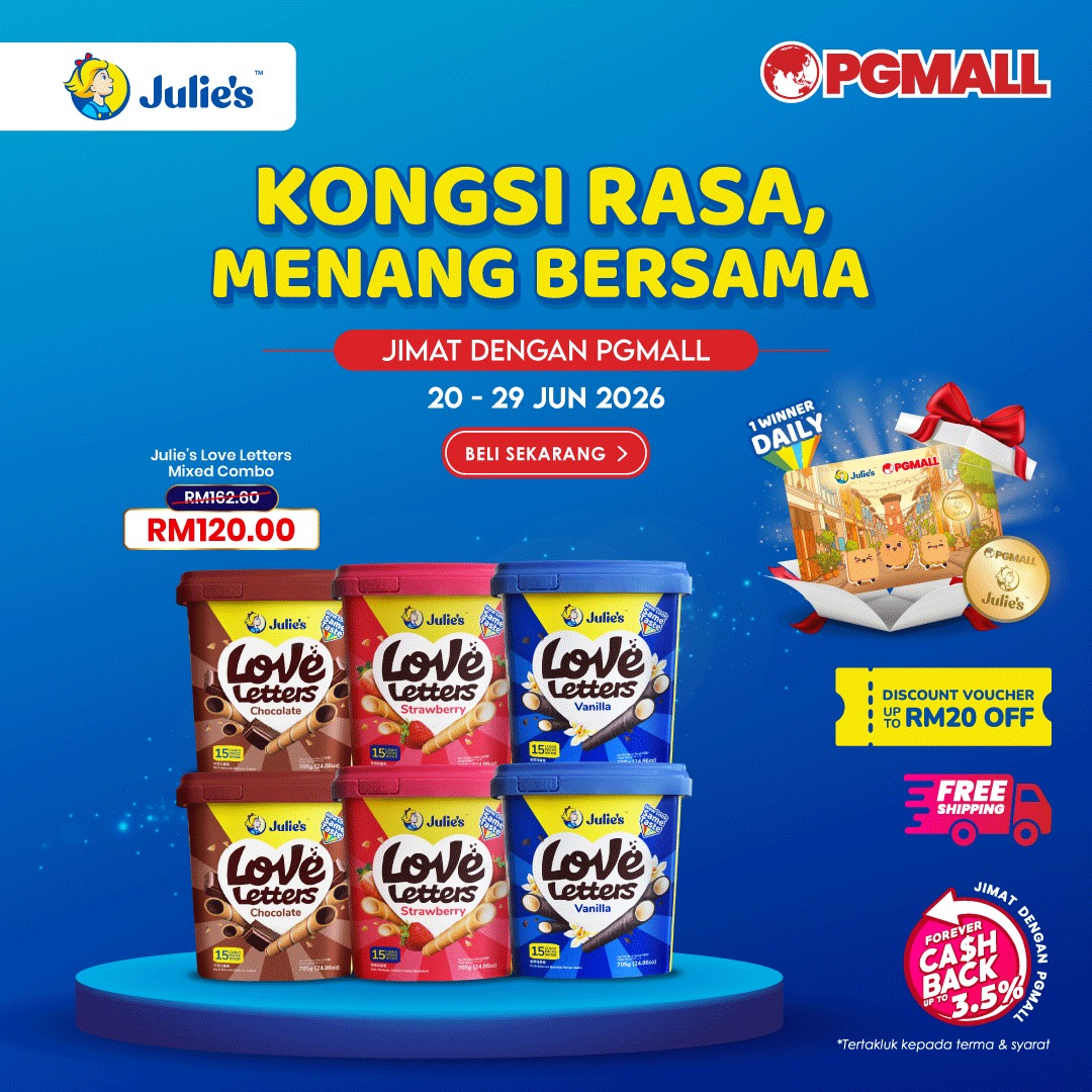 PGMall Malaysia Facebook ad: Julie's Kongsi Rasa Menang Bersama