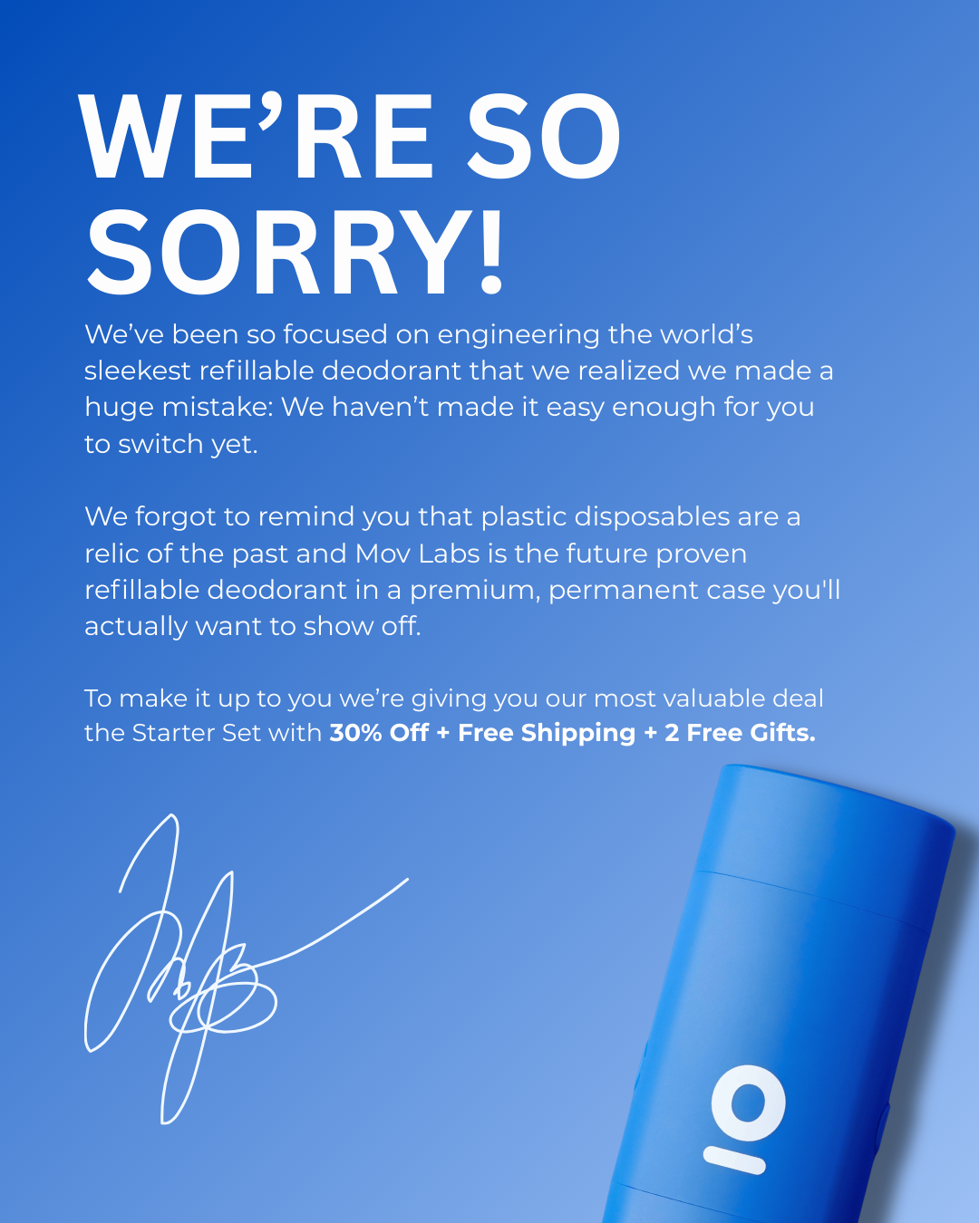 Mov Labs Facebook ad: Your Natural Deodorant Is Failing You. Ours Won't. Get 30%…