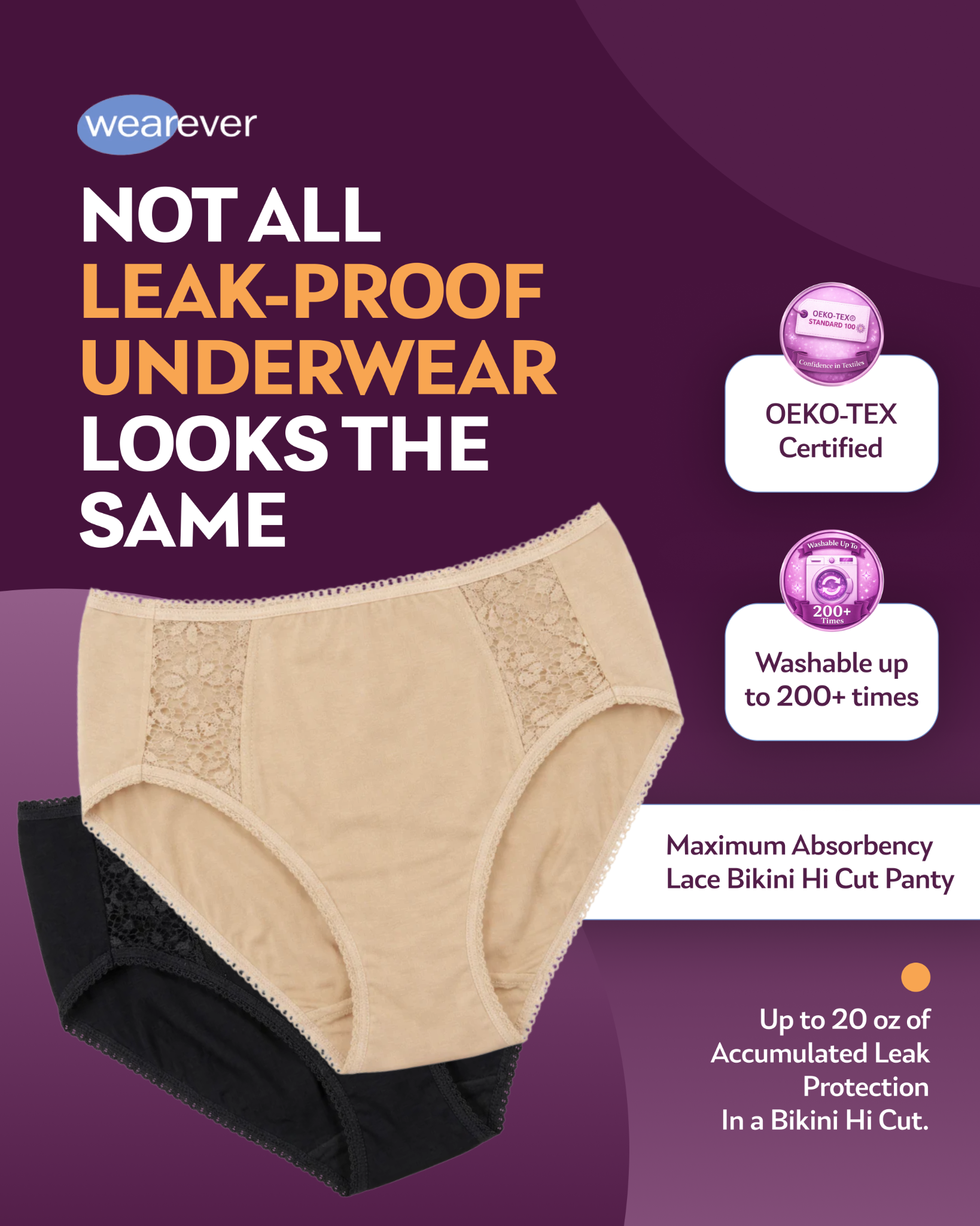 Wearever Facebook ad: Lace, Not Leaks