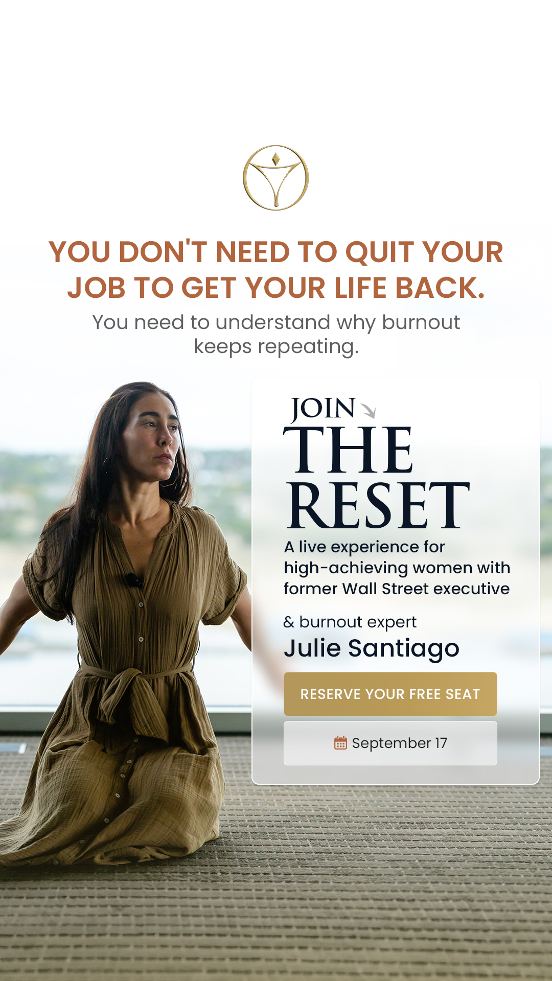 Julie Santiago Facebook ad: Free 90-Minute Reset for High-Achieving Women