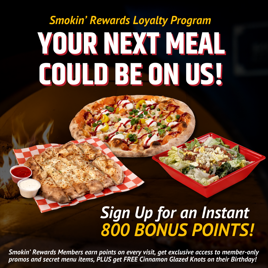 Smokin' Oak Wood-Fired Pizza & Taproom - Washington, MO Facebook ad: Get Rewarded