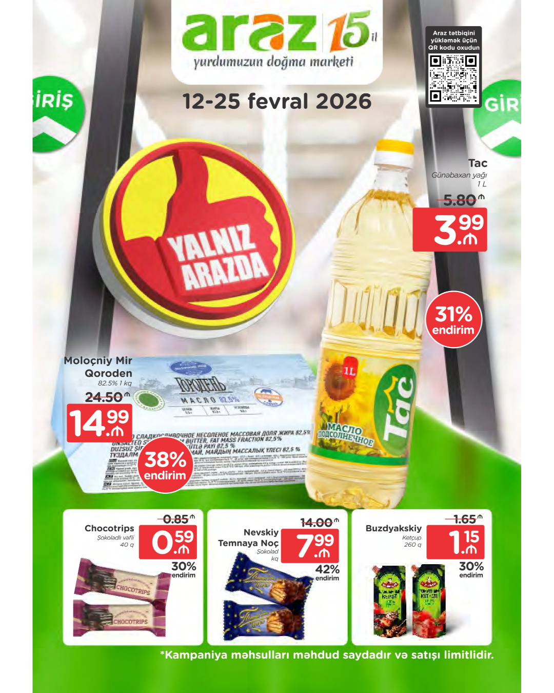 Araz Supermarket Facebook ad: Dəyərli izləyicilərimiz, 12-25 fevral tarixlərində…