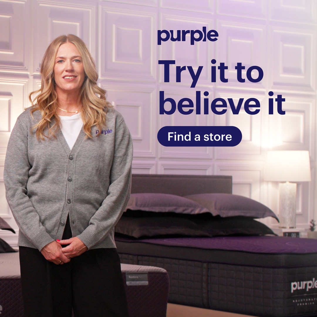 Purple Facebook ad: Try the GelFlex Grid in-store