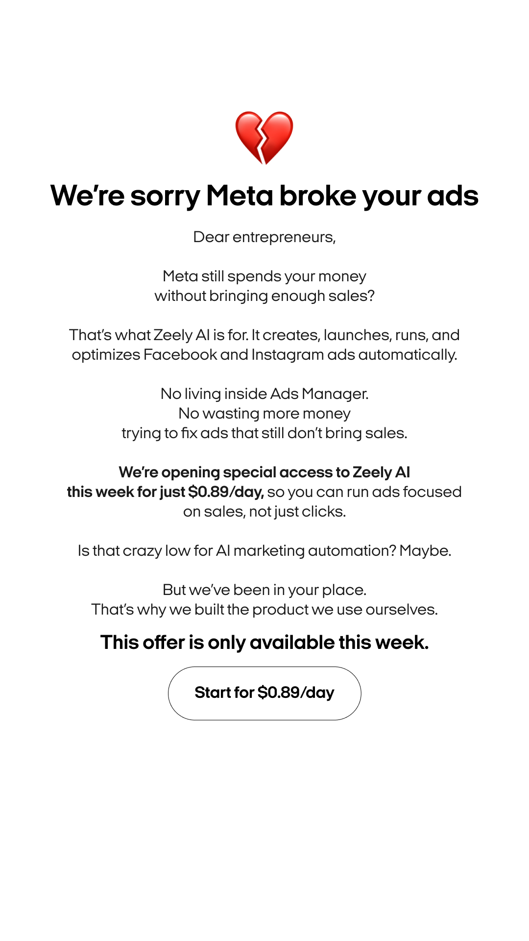 Zeely: Grow Sales with AI Facebook ad