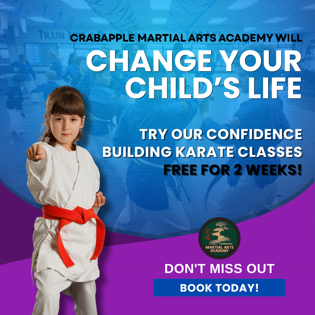 Crabapple Martial Arts Academy Facebook ad: Alpharetta Kids Karate - 25 Free Voucher Giveaway