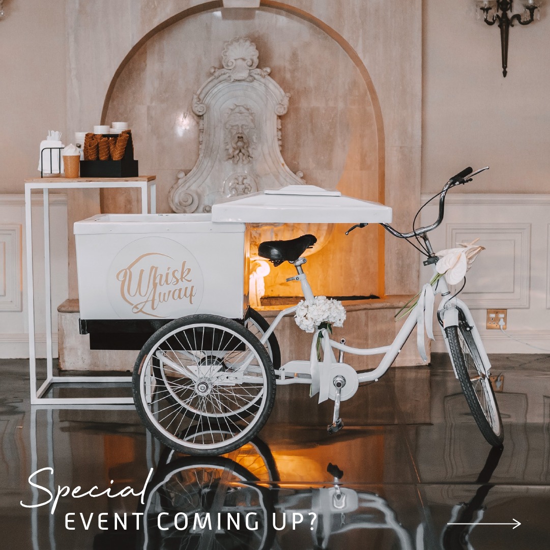 WhiskAway Ice Cream and Sorbet Facebook ad: Our white vintage bicycle is such a beautiful…