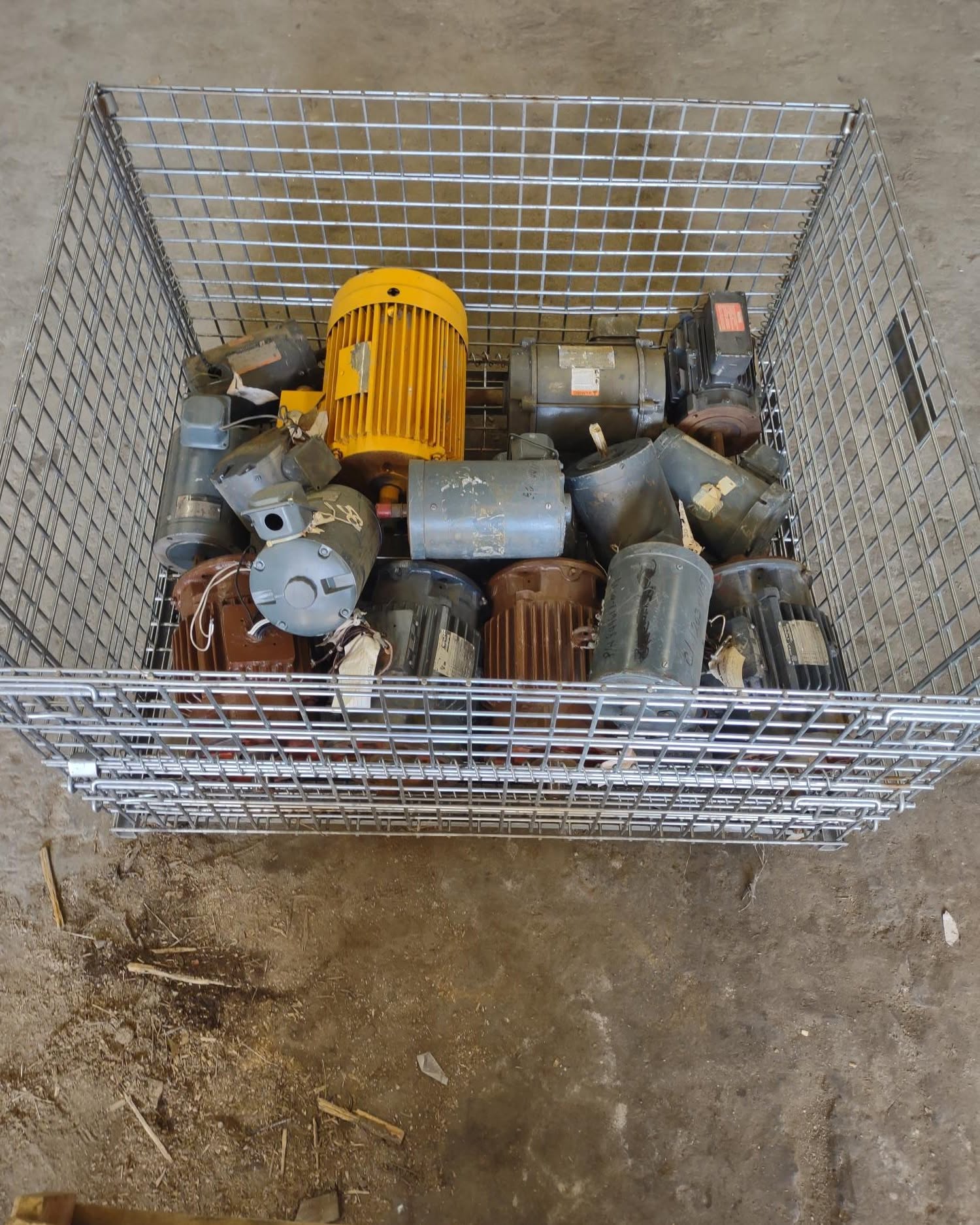 Wendell Cain Facebook ad: Metal shipping crate of 16) electric motors to be sold at…